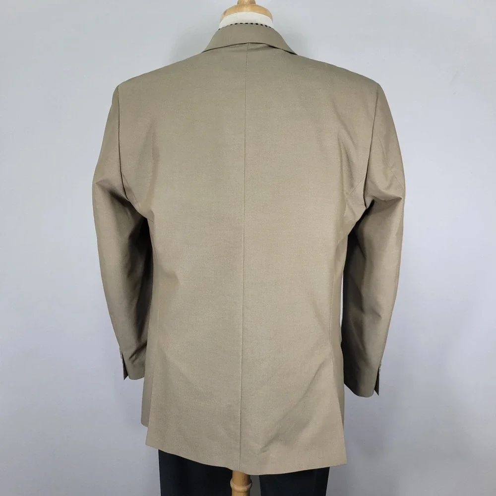 Andrew Fezza‎ Men's Sport Coat Blazer Two Button Beige Polyester Blend Size 44L